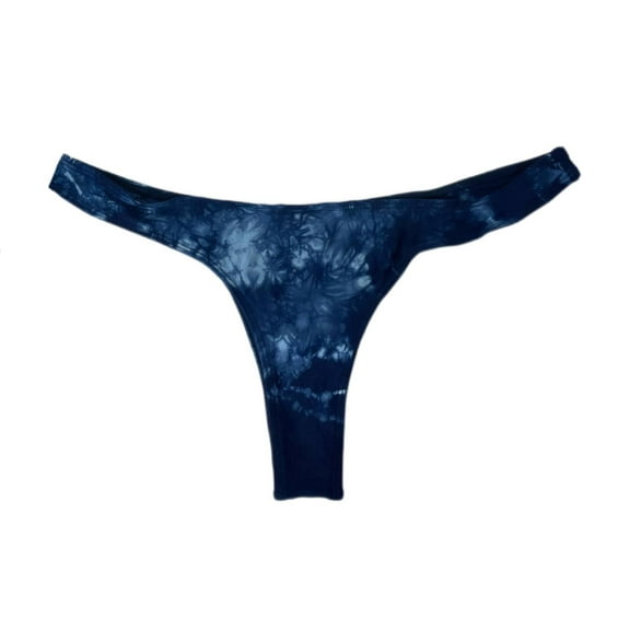 Frankies Women's Sunny Thong Swim Bottom, Tie Die Blue, L