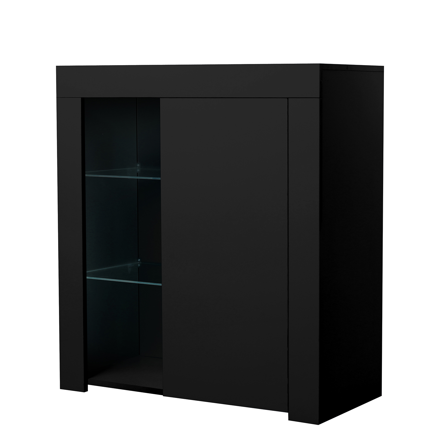 Kadyn Accent Cabinet Buffet Storage Cabinet Cupboard, Kitchen Storage Cabinet Sideboard Furniture with LED, Black