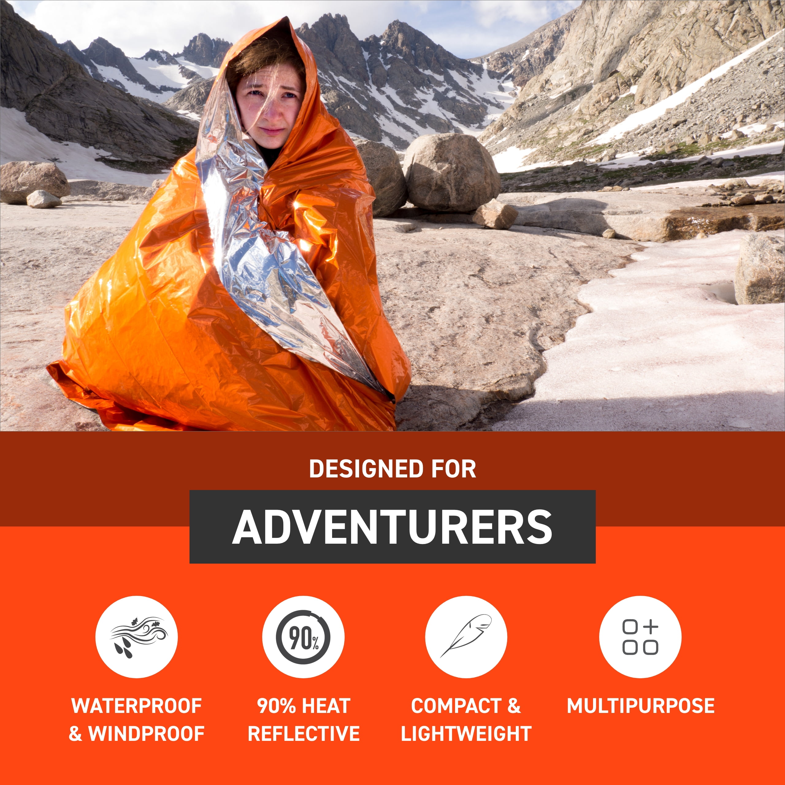 Survive Outdoors Longer 90% Reflective Emergency Blanket, Pack of 4