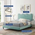 thumbnail image 2 of Platform Bed Frame, Twin Size, Blue, Velvet, Modern Contemporary, Bedroom Master Guest Suite Room, 2 of 10