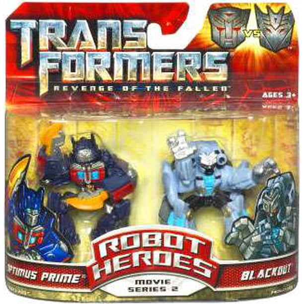 Transformers Robot Heroes Movie Series 1 Optimus Prime Vs Blackout Figure 2 Pack Walmart Com Walmart Com