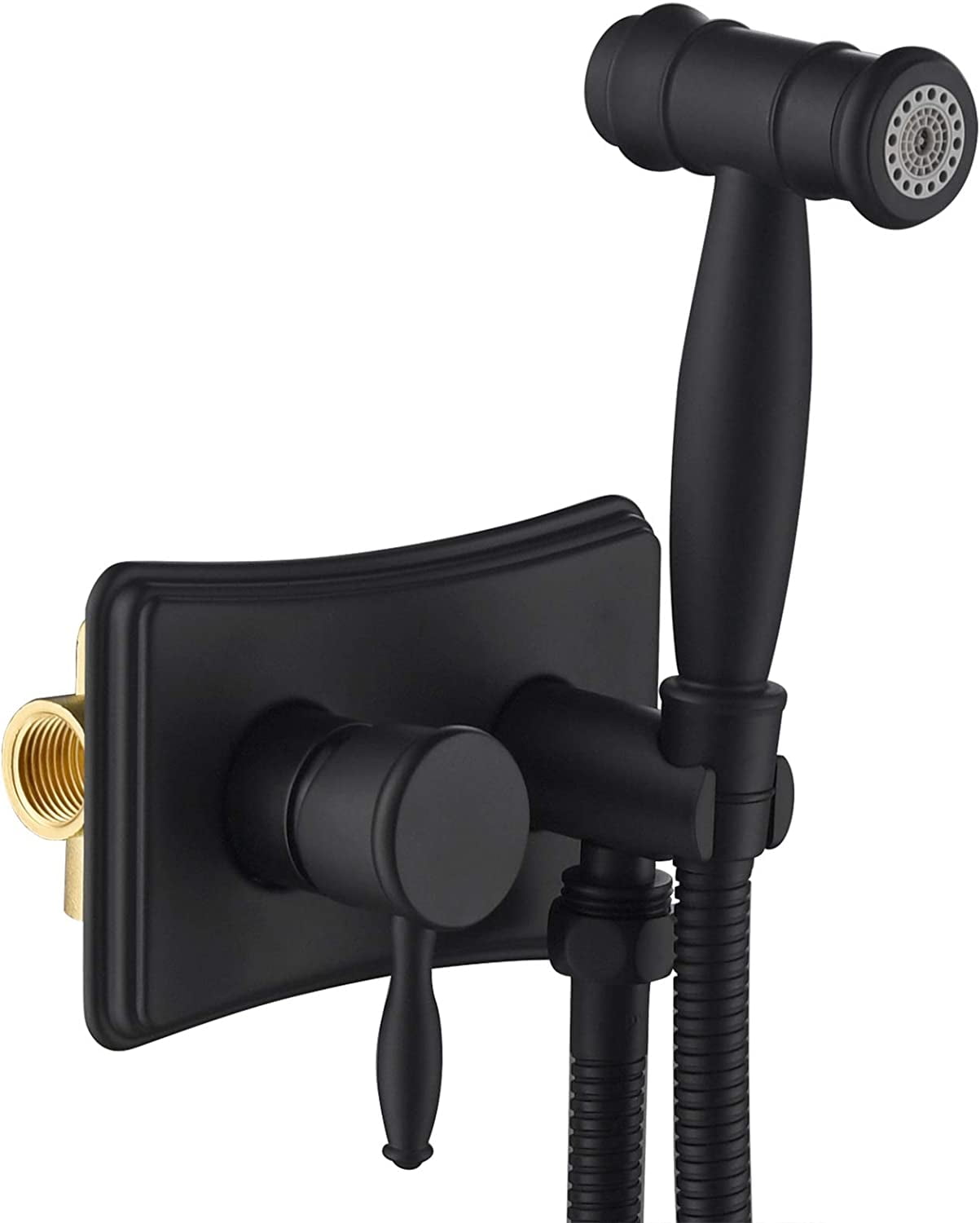 UMMH Steel Toilet Handheld Sprayer Kit Hot and Cold Water Black Bidet Sprayer Set with Anti