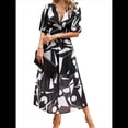 thumbnail image 3 of Vestidos de Verano para Mujer 2025, Informales, con Mangas Abullonadas, Cuello en V, Florales, Estilo Bohemio, Vestido . Negro XL, 3 of 10
