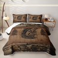 thumbnail image 2 of Erosebridal Vintage Bass Fish Twin Quilt Set,Pine Tree Silhouette Twin Coverlet Set For Boys,2-Piece, 2 of 7