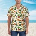 thumbnail image 2 of Xecao Lemon Fruits Vegetables print Hawaiian shirt - a stylish short-sleeve button-down for men, perfect for casual beach and tropical outings., 2 of 9