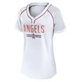thumbnail image 2 of Women's Fanatics White Los Angeles Angels Play Calling Raglan V-Neck T-Shirt, 2 of 3