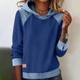 thumbnail image 2 of Fewfanhot Women's Clothing Cute Color Block Hoodie Casual Long sleeve Pullover Sweatshirt, 2 of 5