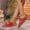 Red, variant on Ladies' Adjustable Strap Rivet Wedge Slides, Soft Non‑slip Cushioned Slip‑on Breathable Summer Daily Footwear White 36