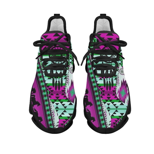 Zapatillas de correr con diseño étnico tribal azteca, de malla, con amortiguación, cómodas y suaves, para mujer, calzado de negocios.