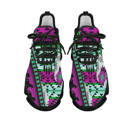 

Hot Sales Ethnic Tribal Aztec Pattern Mesh Shock Absorbing Running Shoes Trend Comfortable Soft Shoes Women Business Footwear