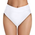 thumbnail image 2 of Sopiago Womens Bikini Bottom V Cut Bathing Suit Bottom High Waisted Cross Front Swimsuit Bottoms for Women Full Coverage Swim Briefs White,S, 2 of 7