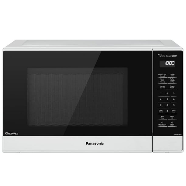 Panasonic NN-SN65KW Horno microondas con tecnología inversor, 1200W, 1.2 pies cúbicos Small Genius Sensor de cocina de un solo toque, botón de palomitas de maíz, Turbo Defrost-NN-SN65KW-(blanco)