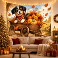 thumbnail image 3 of Happy Puppy in Pumpkin Wagon with Maple Leaves, Playful Rustic Style for Dog Lovers, Harvest Wall Art, Housewarming Gift, Tapestry Wall Hanging for Bedroom and Living Room, 3 of 7