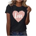 thumbnail image 5 of BiZtdJrK Sales For Today On Walmart Valentine Day Shirt Womens 2025 Fashion Love Heart Print T-Shirt Casual Short Sleeve Round Neck Blouse Cotton Basic Tee Tops Black XL, 5 of 6
