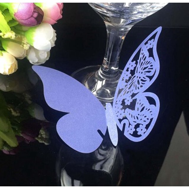 Tarjeta de lugar con nombre de mariposa 3D, tarjetas de copa de vino cortadas con láser, número de mesa, tarjetas de lugar de asiento, decoraciones para eventos y fiestas de boda, 50 piezas
