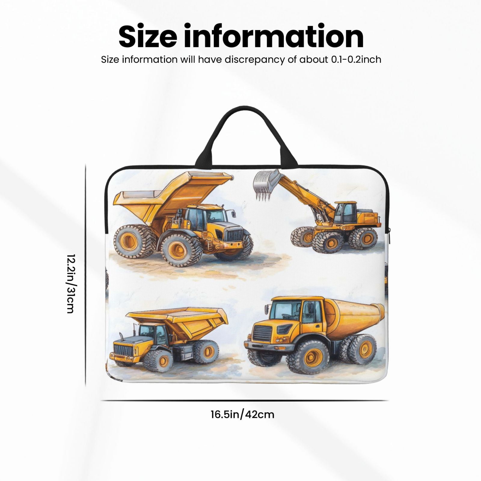 Laptop Sleeve Bag For Women Men 14inch Waterproof Durable Protective Computer Carrying Cover Handle Laptop Case Bag Construction Vehicles