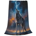 thumbnail image 2 of Honeii Lonely Night Sky Wolf Print Fleece Blanket - Throw Blanket for Bed, Sofa, Couch, Camping, and Travel , Microplush Ultra Soft Warm Blanket-40"x30", 2 of 7
