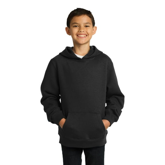 Sport-Tek Youth Pullover Hooded Sweatshirt-M (Black)