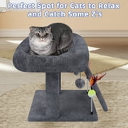 WK Cat Tree Tower with Scratching Board and Toy Balls, Grey