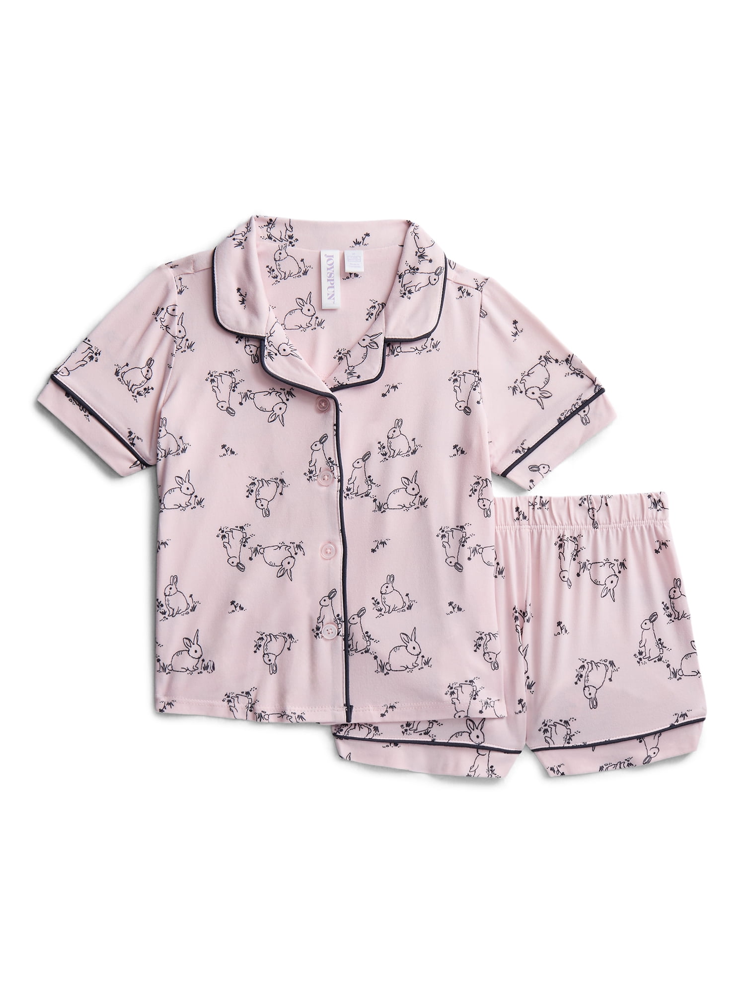 Joyspun Toddler Mommy and Me Notch Collar Top and Shorts Family Matching Pajama Set, Sizes 2T-5T