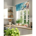 thumbnail image 2 of Teal Blue Coastal Ocean Kitchen Valances for Windows Sandy Beach Starfish Shells Valance Curtains&nbsp; for Kitchen /Living Room/Bedroom/ Bathroom Decor, 42"x12 " ,Rod Pocket 1 Panel,, 2 of 7