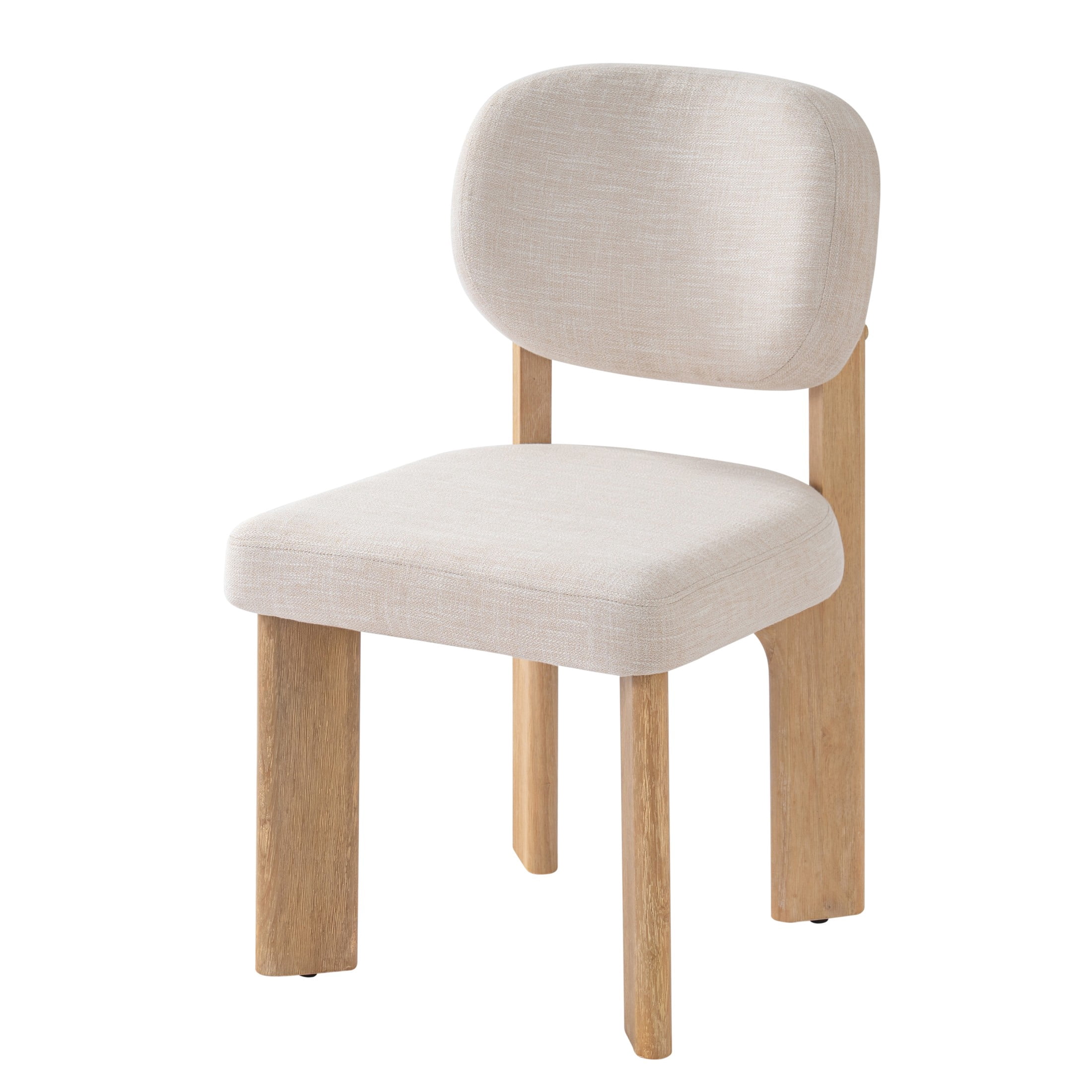 Christopher Knight Home Modern Upholstered Armless Dining Chairs, Wood Frame, Natural+Beige, Set of 2