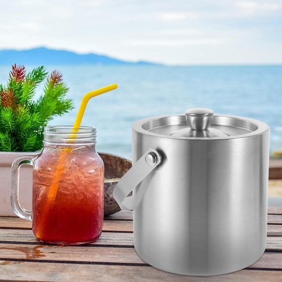 FOMIYES Stainless Steel Insulated Ice Bucket Plated Silver for Cocktail Bar