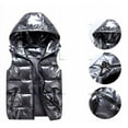 thumbnail image 3 of Men's Fashionable Glossy Stand-up Collar Cotton Waistcoat Thickened Hooded Slim Shoulders Waistcoat, 3 of 4