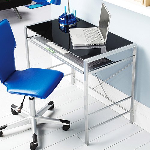 Mainstays GlassTop Desk, Black