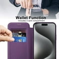 thumbnail image 2 of Allytech Wallet Case for iPhone 14 Pro with Card Slots & Lens Protector, Compatible with MagSafe, Slim Shockproof Anti-Scratch Clear Back Panel [RFID Blocking] Case - Purple, 2 of 7