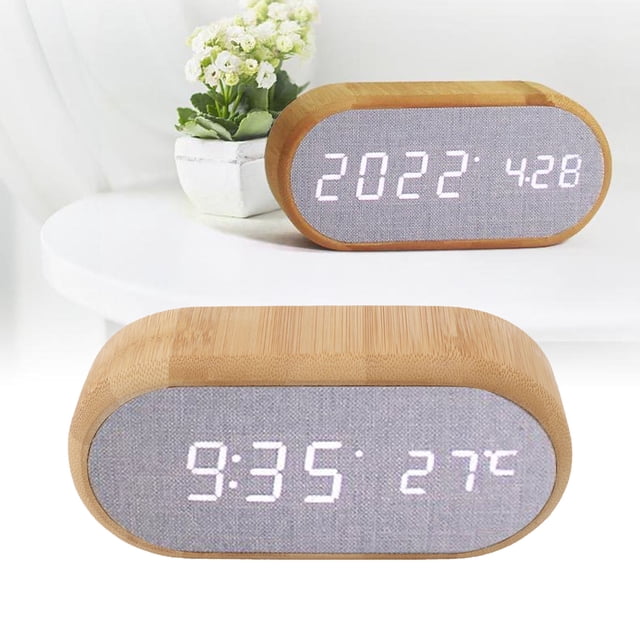 Reloj Despertador De Madera, Reloj Con Control De Voz, Ahorro De Energía, Mano De Obra Fina, Enchufe USB Digital Brillante Para Dormitorio