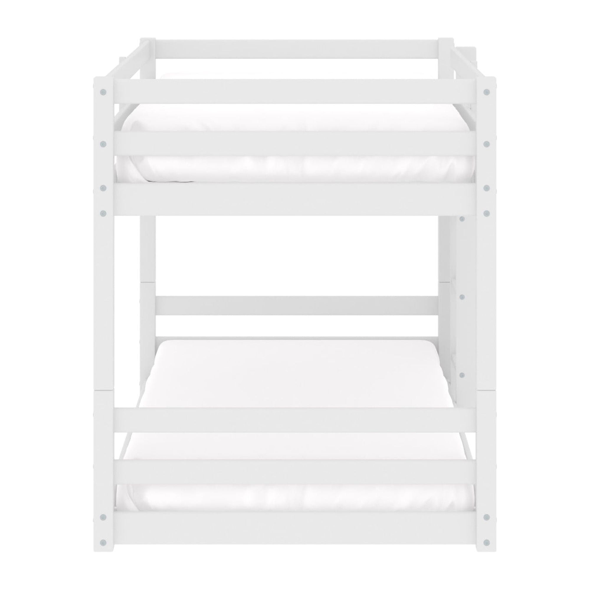 HH2 Home Essentials Campbell Wood Twin Over Twin Floor Bunk Bed, White