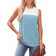 thumbnail image 1 of Camiseta Sin Mangas Informal de Verano con Cuello Redondo y Bloques de Color para Mujer, Azul , XXL, 1 of 8