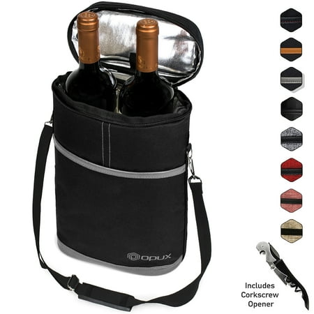 Wine Carrier Color (Premium Insulated Wine Carrier Bag by OPUX | Elegant Wine Carrying Tote, Extra Protection, Convenient, Durable Wine Bottle Carrier | Corkscrew)