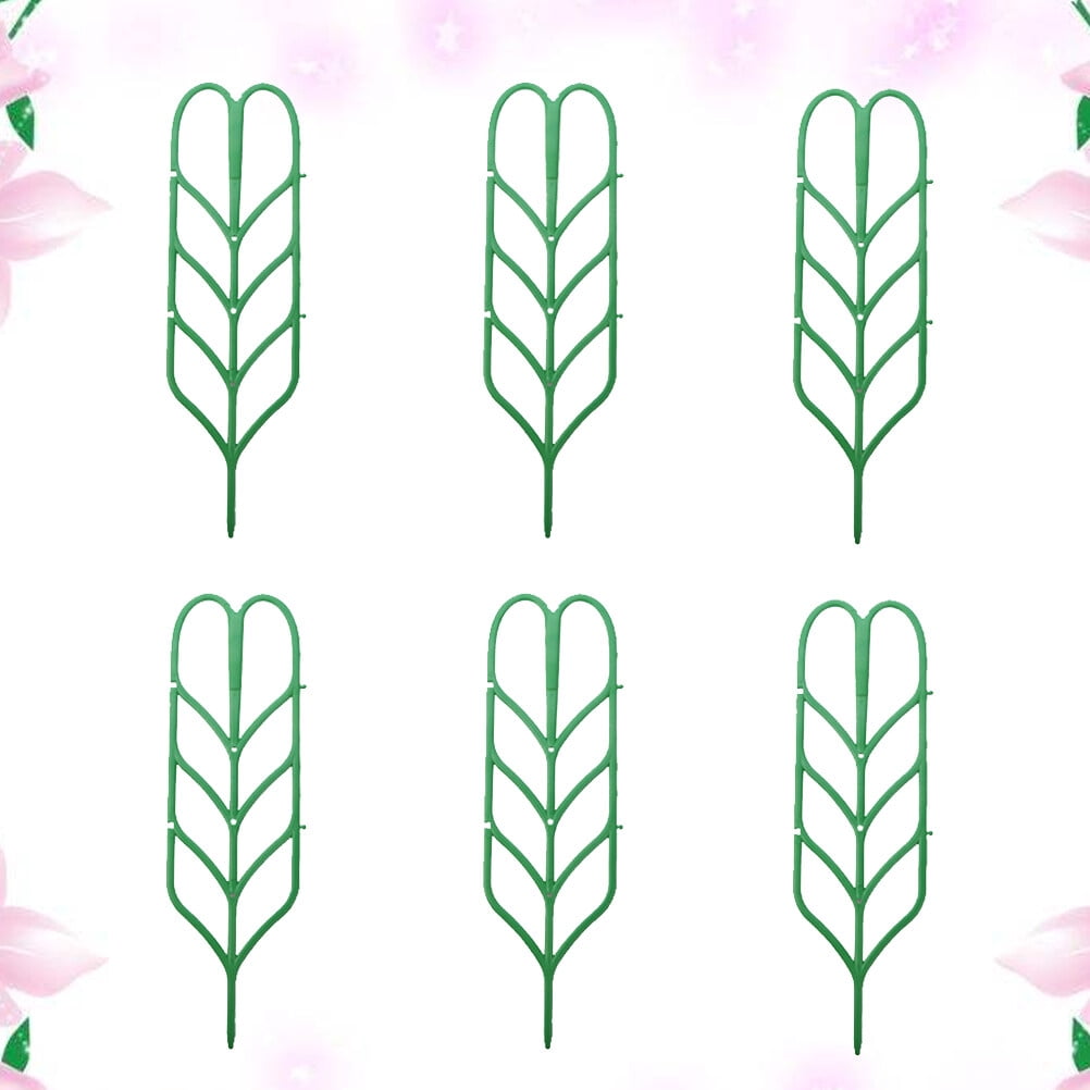FRCOLOR 6 Pcs Garden Trellis for Mini Climbing Plants Leaf Shape Potted Plant Support Vines Vegetables Vining Flowers Patio Climbing Trellises for Roses Cucumbers Clematis Pots Supports