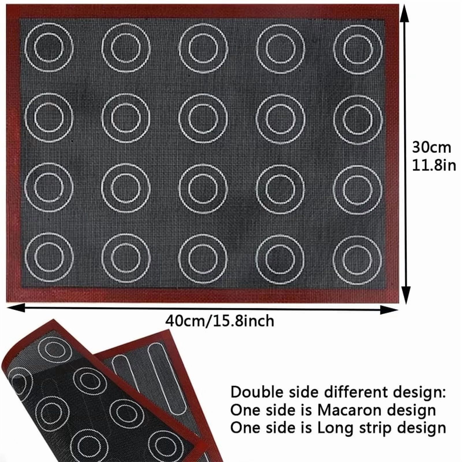 Aomily Silicone 30x40cm Two Sided In One Printing Macaroon Puff Baking Mat Non Stick Pastry Oven Cake Perforated Sheet Liner Mat