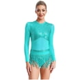 thumbnail image 3 of iiniim Women's Sequins Lyrical Latin Dance Dress Mesh Leotard Tassel Ballroom Salsa Party Costume Light Blue 16, 3 of 6
