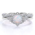 thumbnail image 1 of JeenMata Anillo Nupcial de 1,75 Uds con Ópalo de Fuego Azul Genuino Redondo y Moissanita Engastado en Oro Blanco de 18 K sobre Plata, 1 of 10