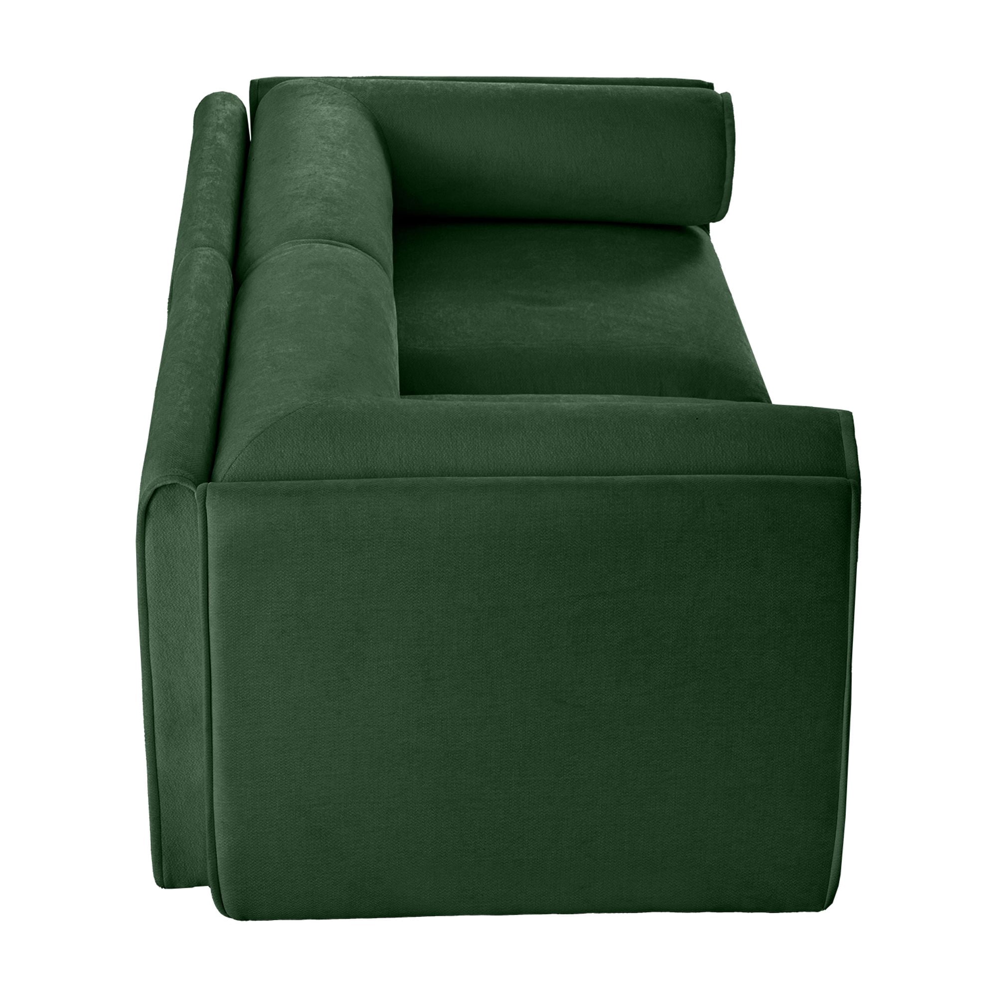 Gewnee Stylish 75.5" Deep Seat Green Chenille 2-Seaters Sofa Couch with Storage Seat, Cylindrical Backrest and Armrests, Modern FabricLoveseat Featuring Hidden Storage Space