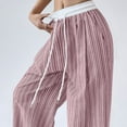 thumbnail image 5 of XFLWAM Women Striped Pants Y2k Wide Leg Lounge Pants Baggy Drawstring Elastic High Waist Trousers Comfy Going Out Pants Red S, 5 of 5