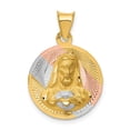 thumbnail image 1 of 14K Two-Tone Gold Charm Pendant & Rhodium Polished Diamond-Cut Sagrado Corazon Circle, 1 of 4