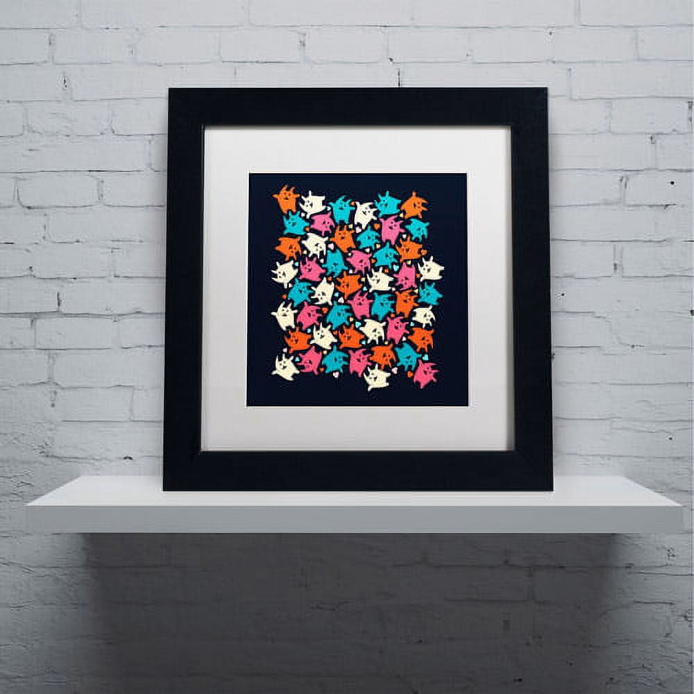 Trademark Fine Art "Tiny Tumbling Kittens" Canvas Art by Carla Martell, White Matte, Black Frame
