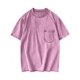thumbnail image 5 of Hfnxid Big and Tall Men's Vintage Short Sleeve Shirt Solid Color Casual T-Shirt Fashion Crew Neck Tee with Pocket Pink XS, 5 of 6