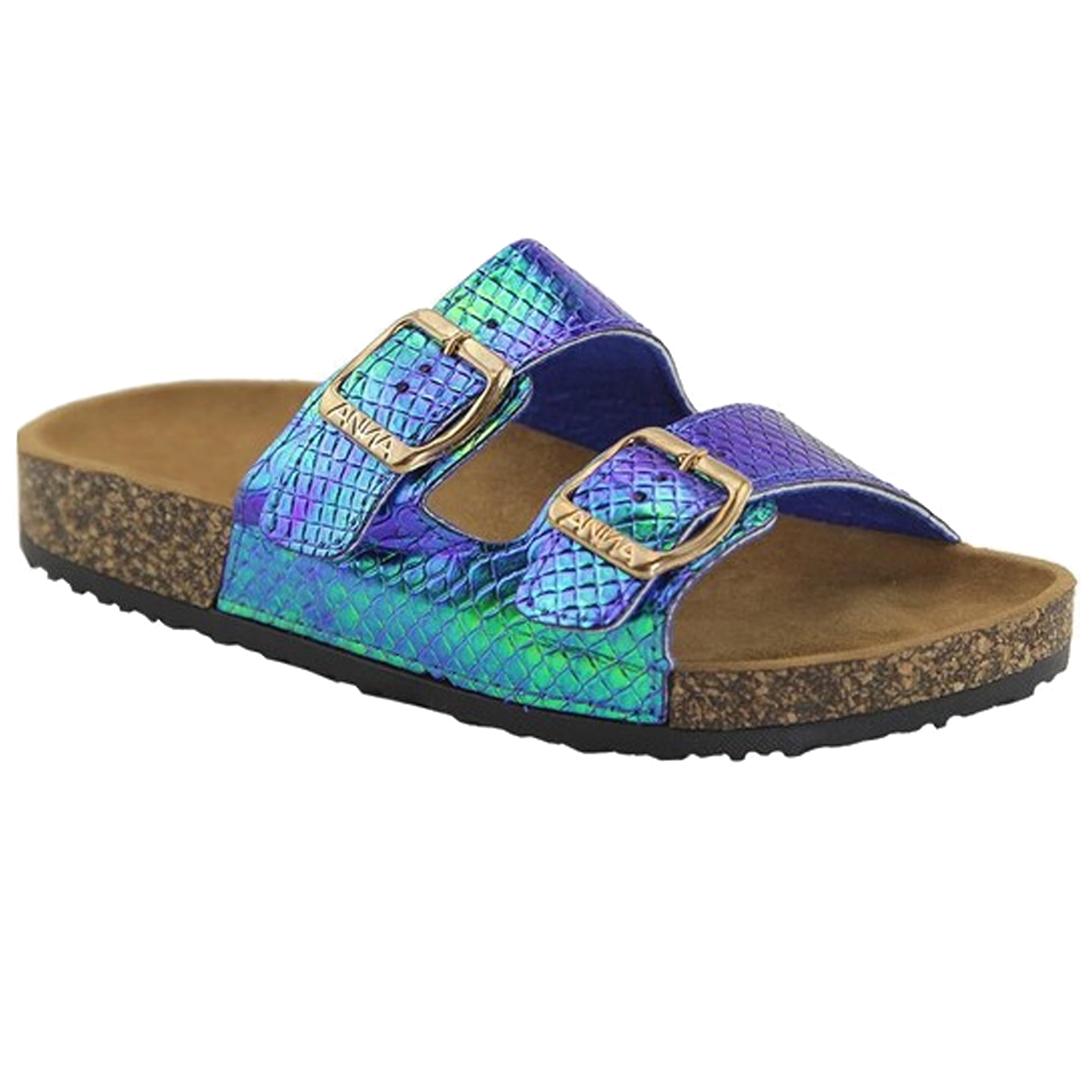Double strap glitter slides deals