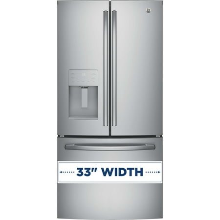GE - 23.6 Cu. Ft. French Door Refrigerator - Stainless steel