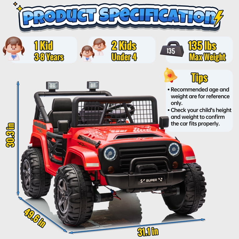 JOYRACER 24V 2-Seater Ride-On Car For Big Kids - 4x4 Off-Road UTV With Parent Remote, 5 MPH, Bluetooth & Lights