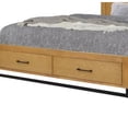 thumbnail image 4 of Benjara Larie King Size Bed with Storage, Black Metal Legs, Rustic, Light Oak Brown, 4 of 6
