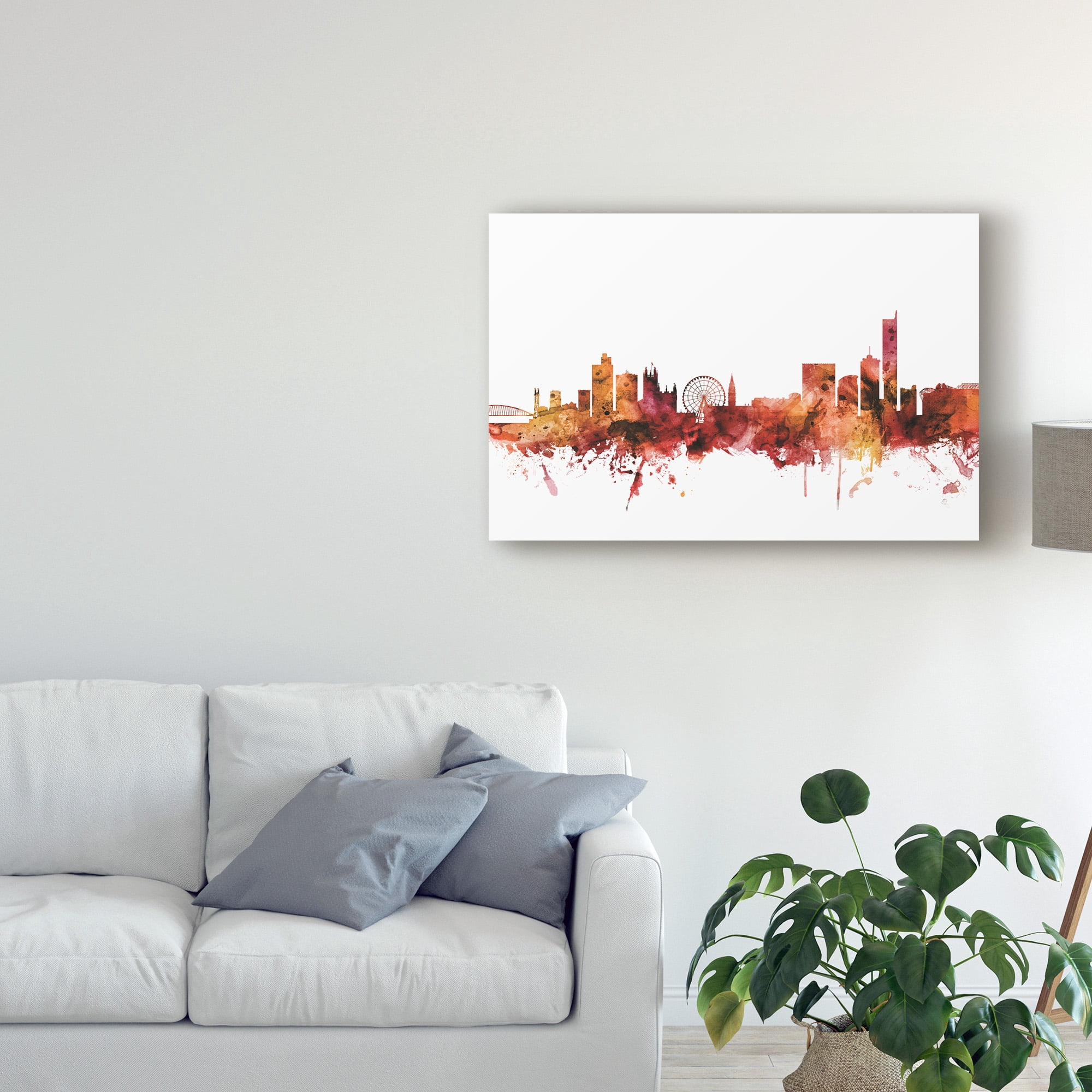 Trademark Fine Art 'Manchester England Skyline Red II' Canvas Art by Michael Tompsett