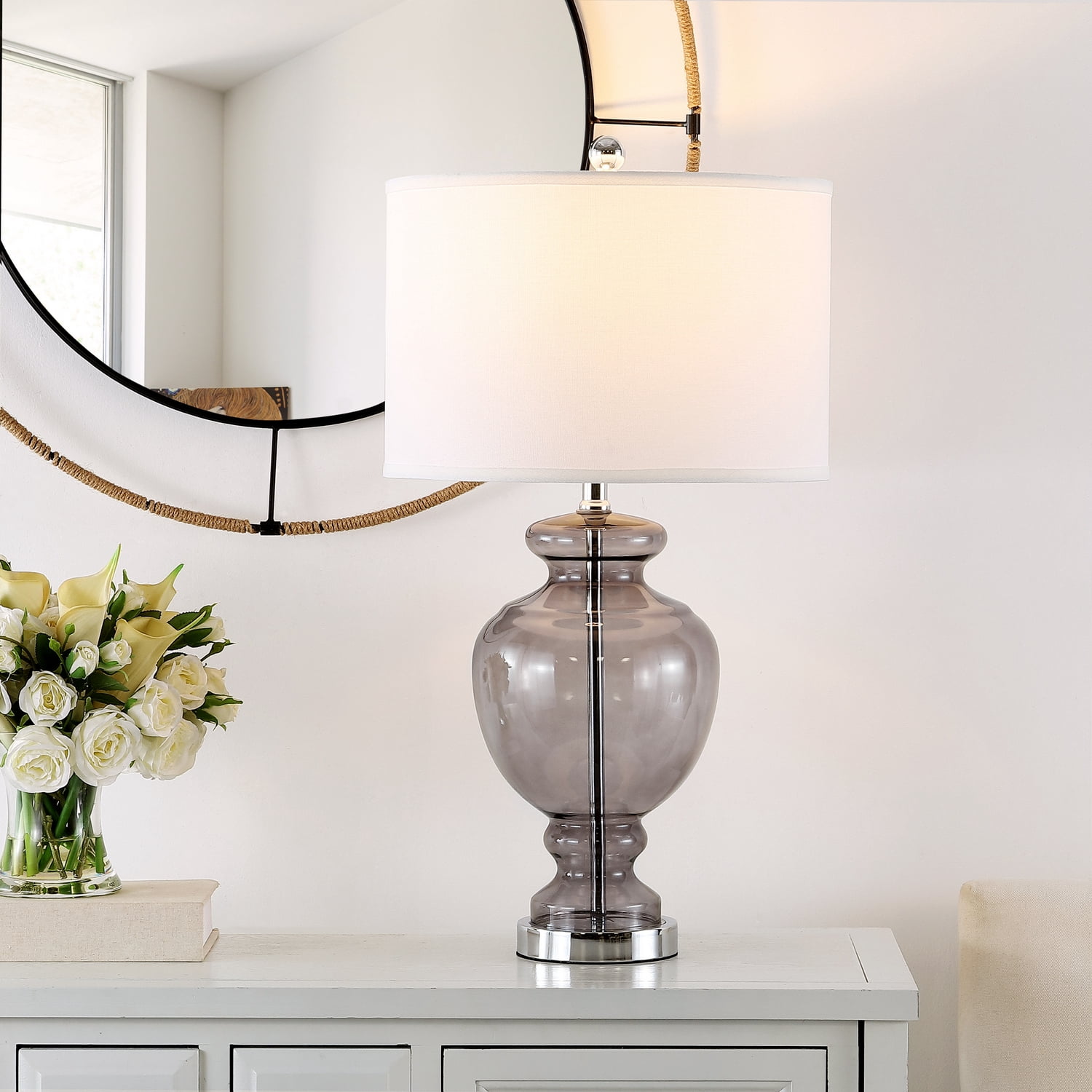 Safavieh Morocco 27" Glam Table Lamp with Glass White Shades (2 Count)