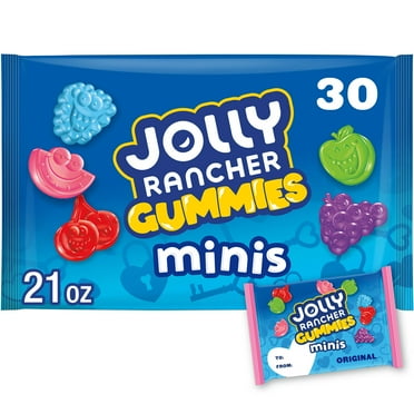 Jolly Rancher Gummies Minis Assorted Fruit Flavored Snack Size Valentine's Candy, Bag 21 oz